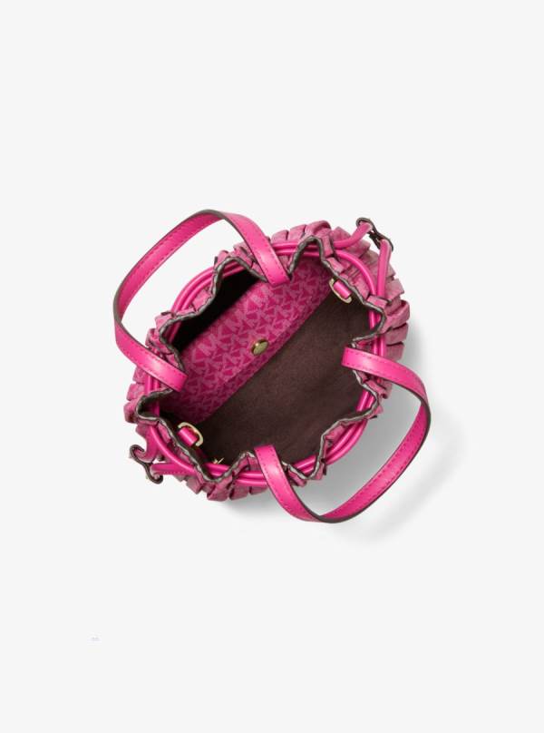 Damske Prenosná Taška Michael Kors Willa Extra-Small Pleated Logo Ruzove - Kabelky Michael Kors Obchod | QUNTC-7516